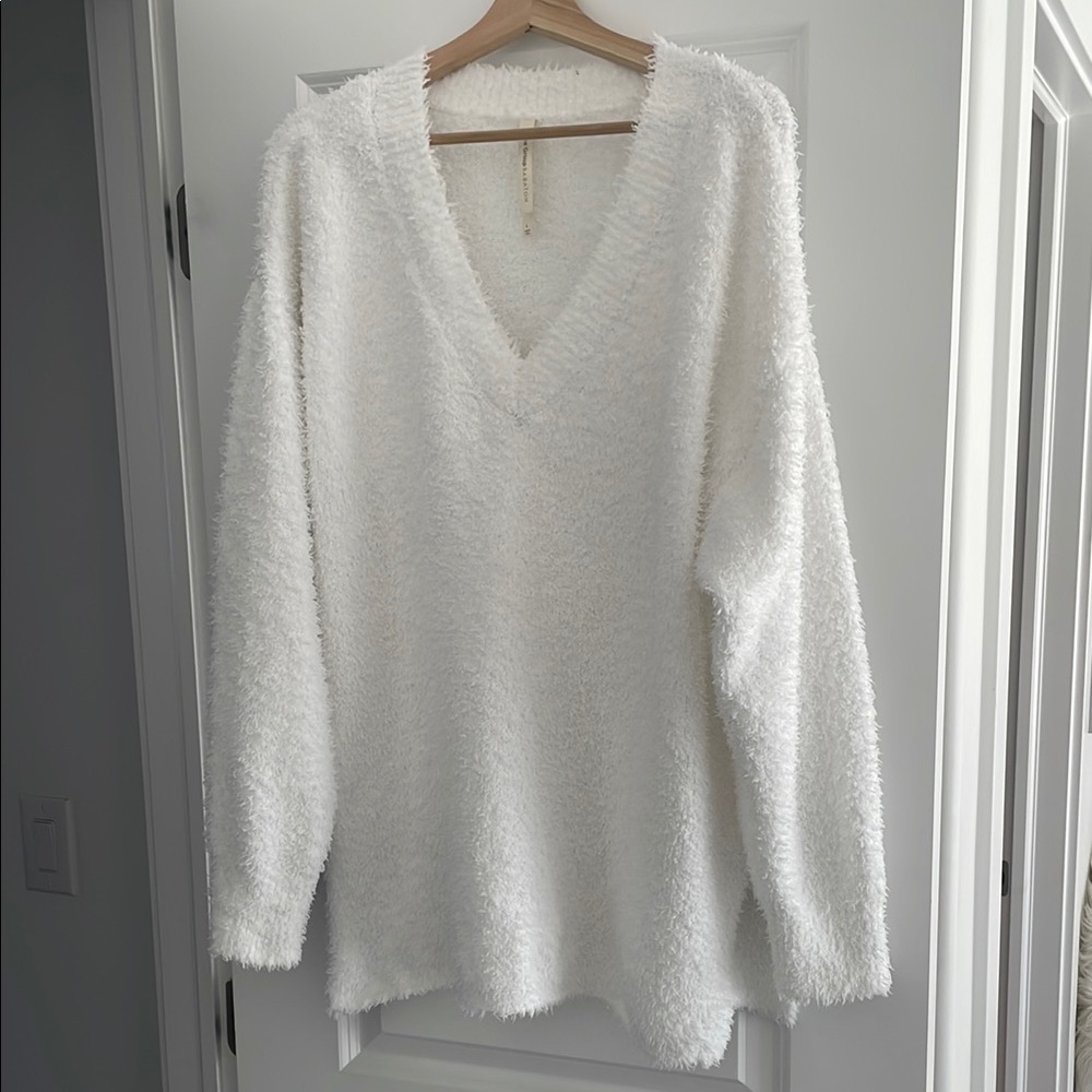 The Group By Babaton Retreat  White V-Neck Sweater